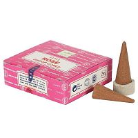 Благовония - конусы Роза (Rose Dhoops Cones) 12 шт. с подставкой, Satya